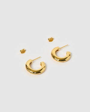 Izoa Nevaeh Hoop Earrings Gold