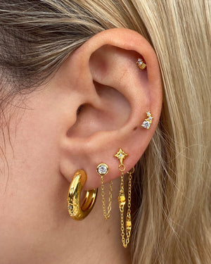 Izoa Arianna Drop Stud Earrings Gold