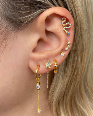 Izoa Koa Snake Stud Earrings Gold