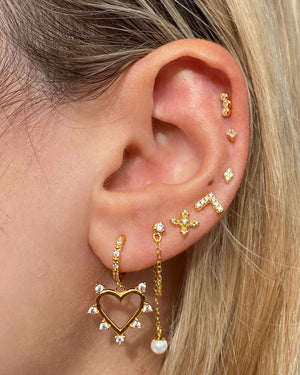 Izoa Nicole Drop Stud Earrings Gold