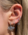 Izoa Nora Eye Huggie Earrings Silver