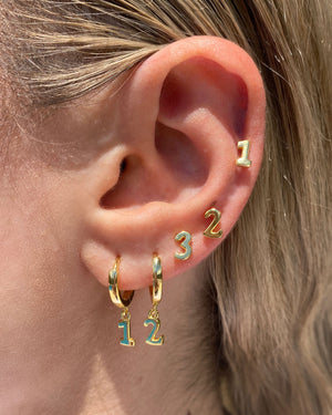 Izoa Number 2 Stud Earrings Gold