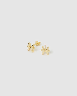 Izoa Pisces Star Sign Symbol Stud Gold