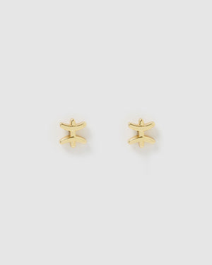 Izoa Pisces Star Sign Symbol Stud Gold