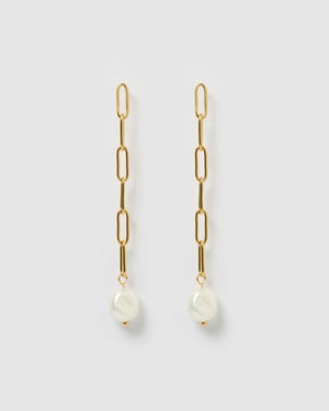 Izoa Priscilla Earrings Gold Freshwater Pearl