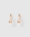 Izoa Padlock Huggie Earrings Rose Gold