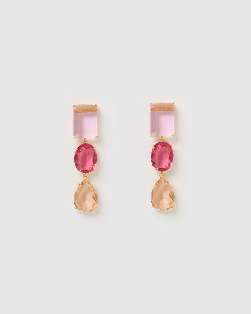 Izoa Parker Earrings Gold Pink