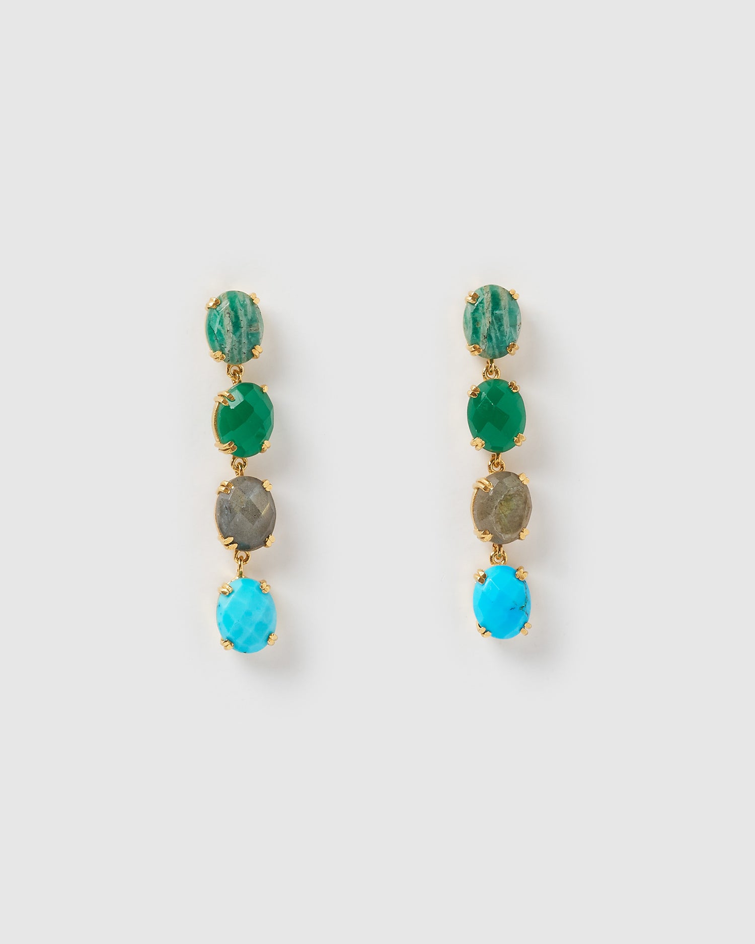 Izoa Ravish Earrings Gold Green Blue