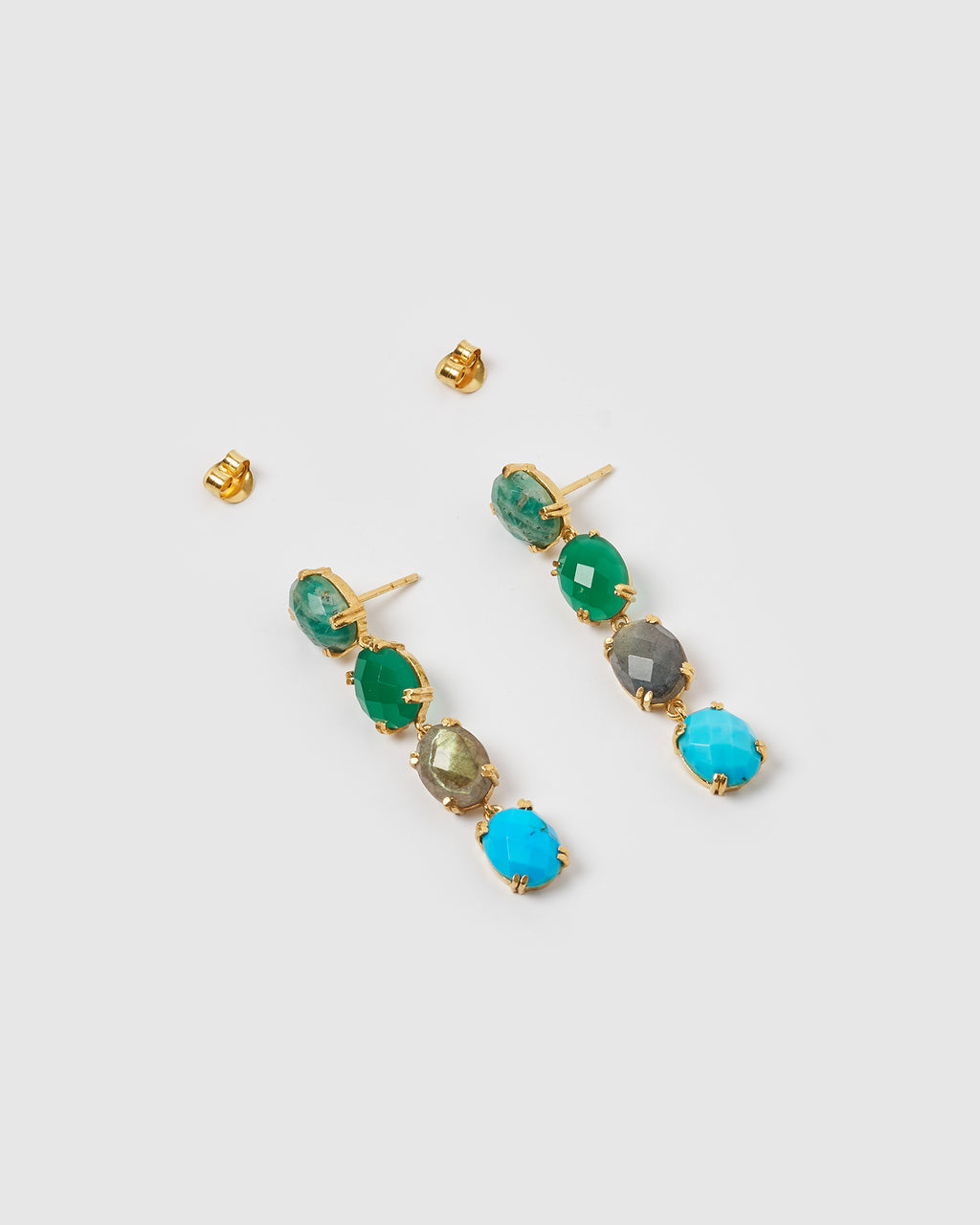 Izoa Ravish Earrings Gold Green Blue