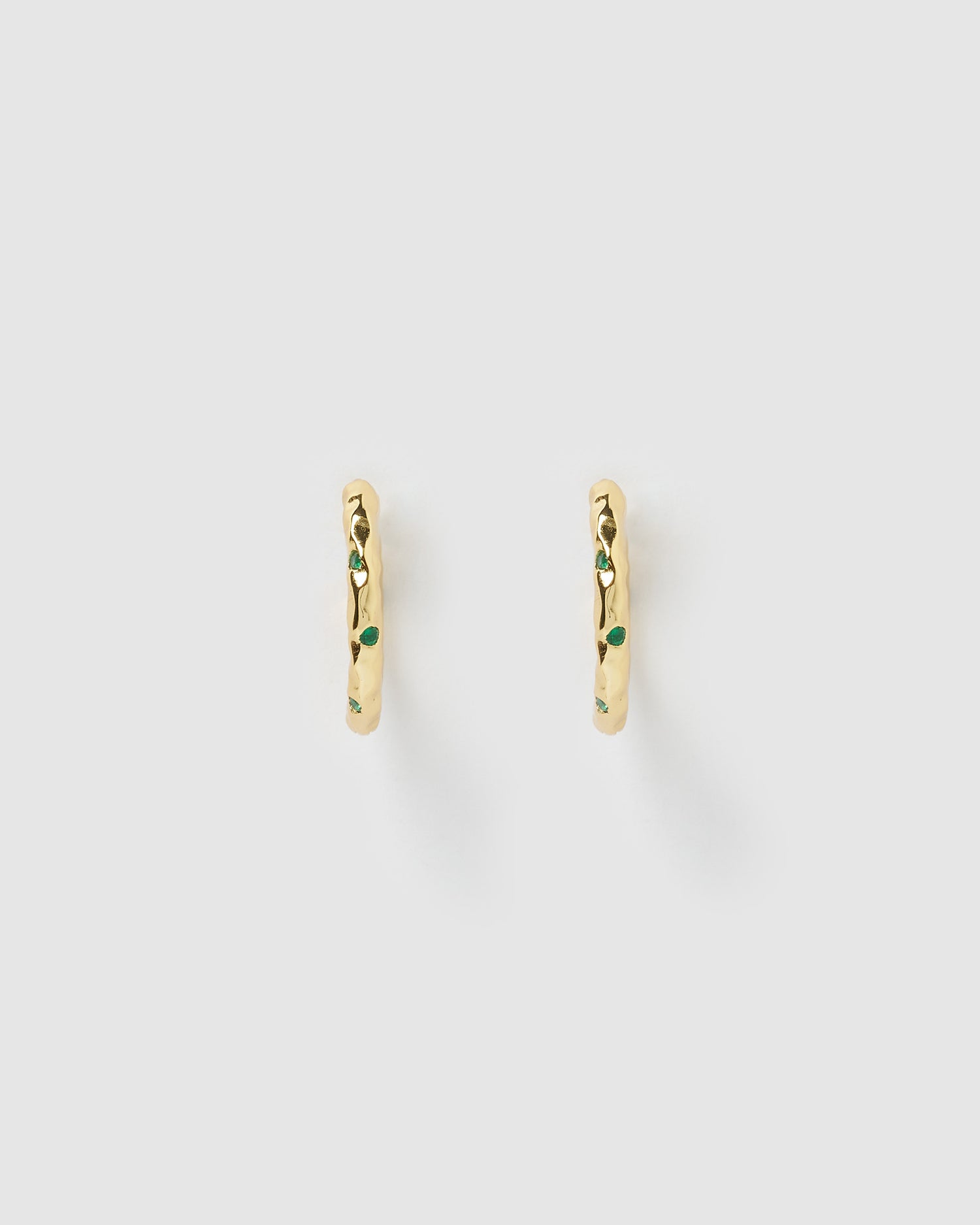 Izoa Rosetta Hoop Earrings Gold Green