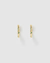 Izoa Rosetta Hoop Earrings Gold Green