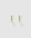 Izoa Rosetta Hoop Earrings Gold Green