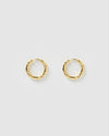 Izoa Rosetta Hoop Earrings Gold Baby Pink