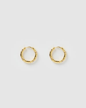 Izoa Rosetta Hoop Earrings Gold Baby Pink