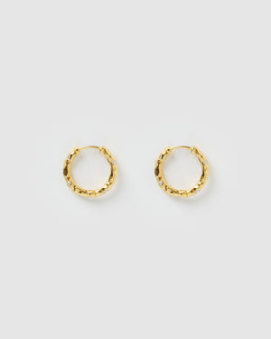 Izoa Rosetta Hoop Earrings Gold Clear