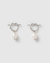 Izoa Rosette Earrings Silver Freshwater Pearl