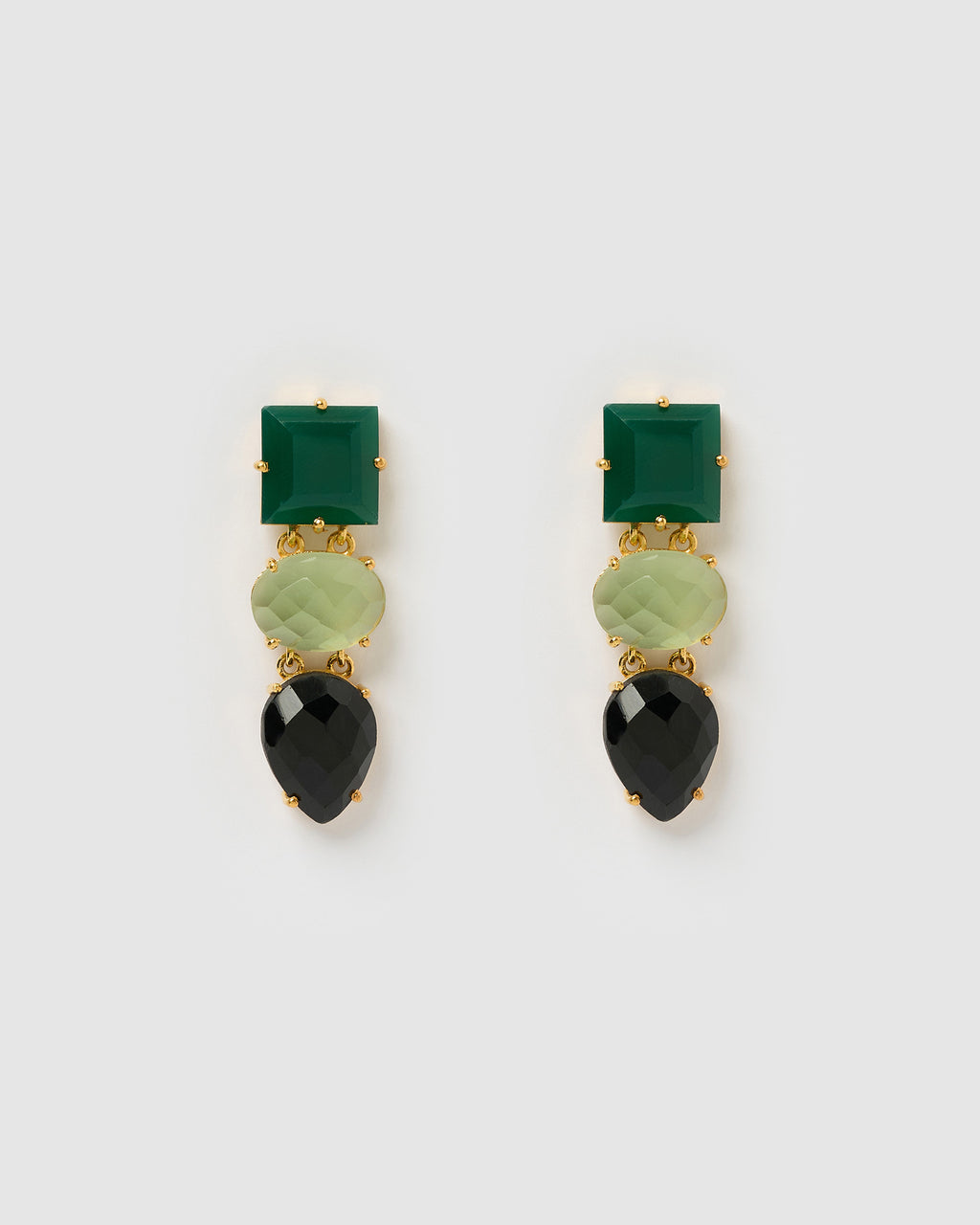 Izoa Rylee Earrings Gold Green Black