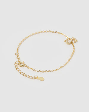 Izoa Crystal Letter S Bracelet Gold