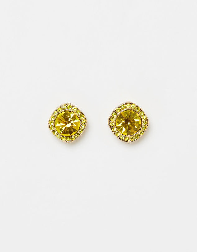 Izoa Shine Stud Earrings Gold Lime