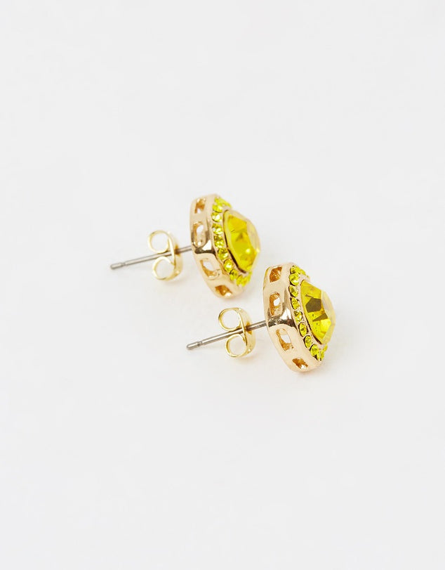 Izoa Shine Stud Earrings Gold Lime