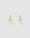 Izoa Aries Star Sign Symbol Huggie Earrings Gold