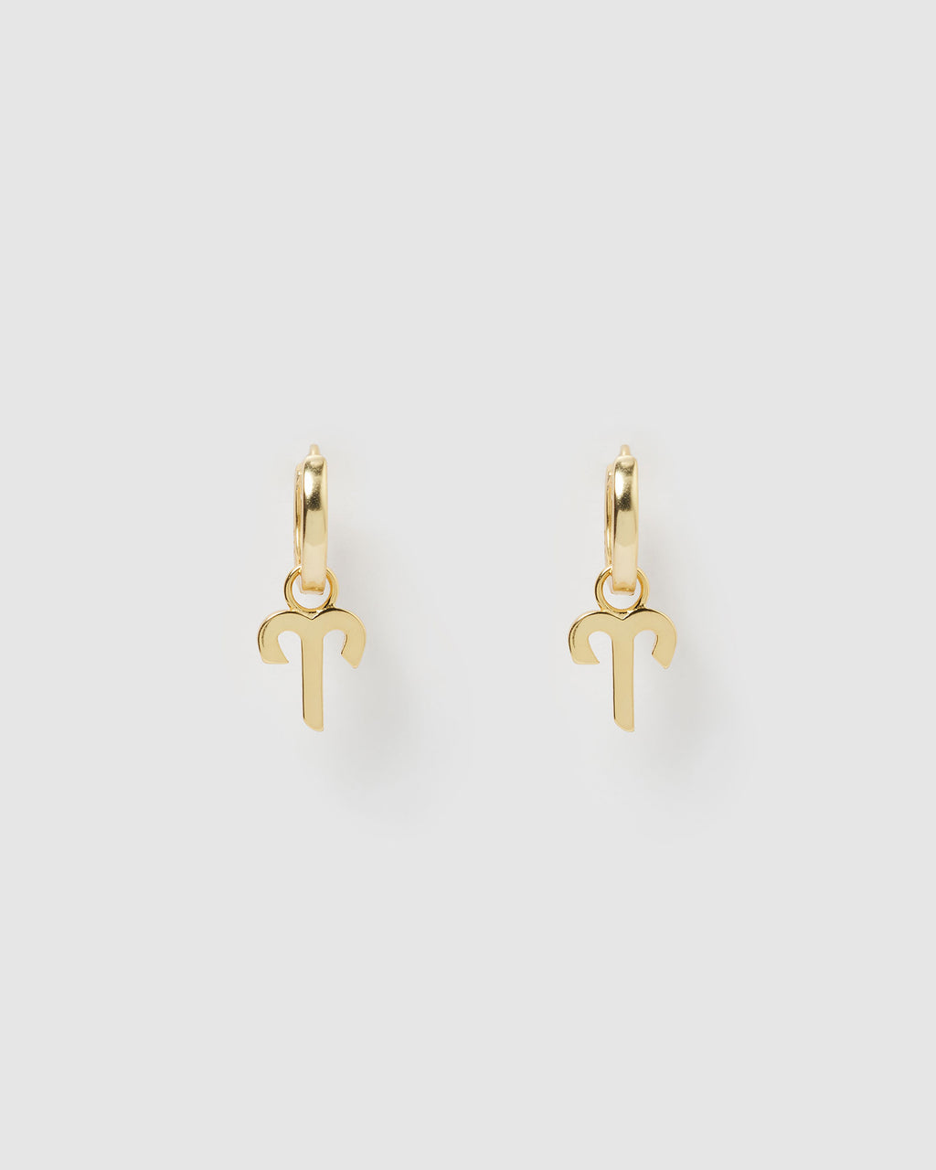 Izoa Aries Star Sign Symbol Huggie Earrings Gold