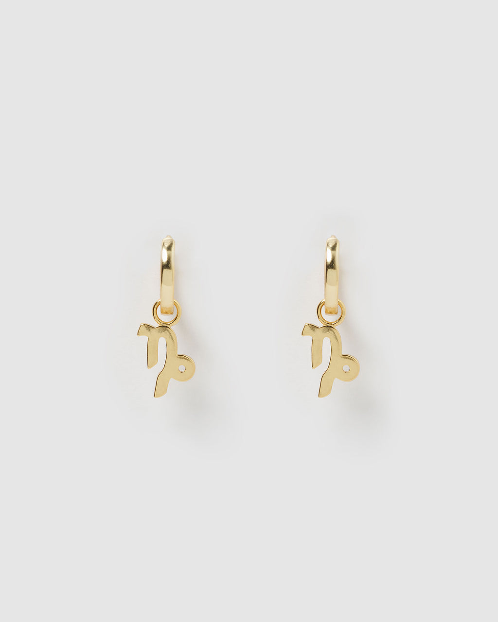 Izoa Capricorn Star Sign Symbol Huggie Earrings Gold