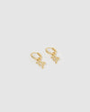 Izoa Capricorn Star Sign Symbol Huggie Earrings Gold