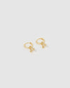 Izoa Leo Star Sign Symbol Huggie Earrings Gold