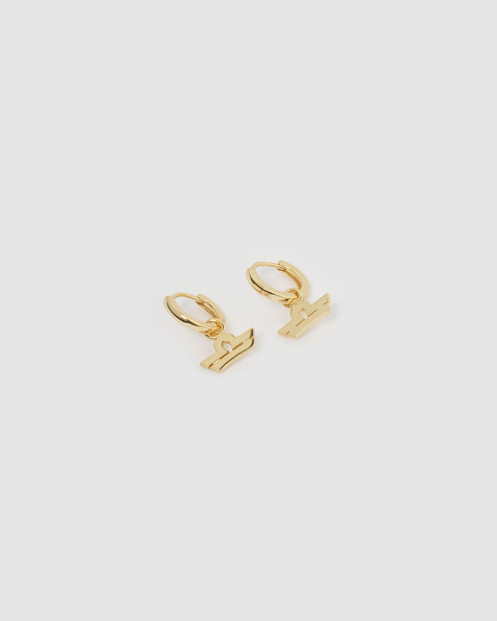Izoa Libra Star Sign Symbol Huggie Earrings Gold