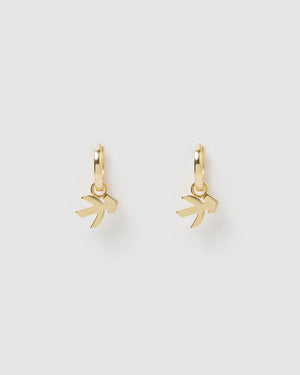 Izoa Sagittarius Star Sign Symbol Huggie Earrings Gold