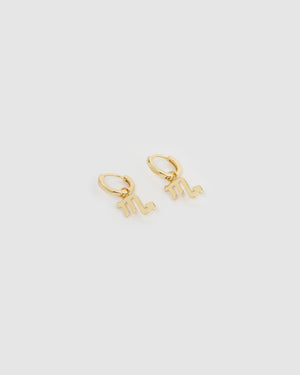 Izoa Scorpio Star Sign Symbol Huggie Earring Gold