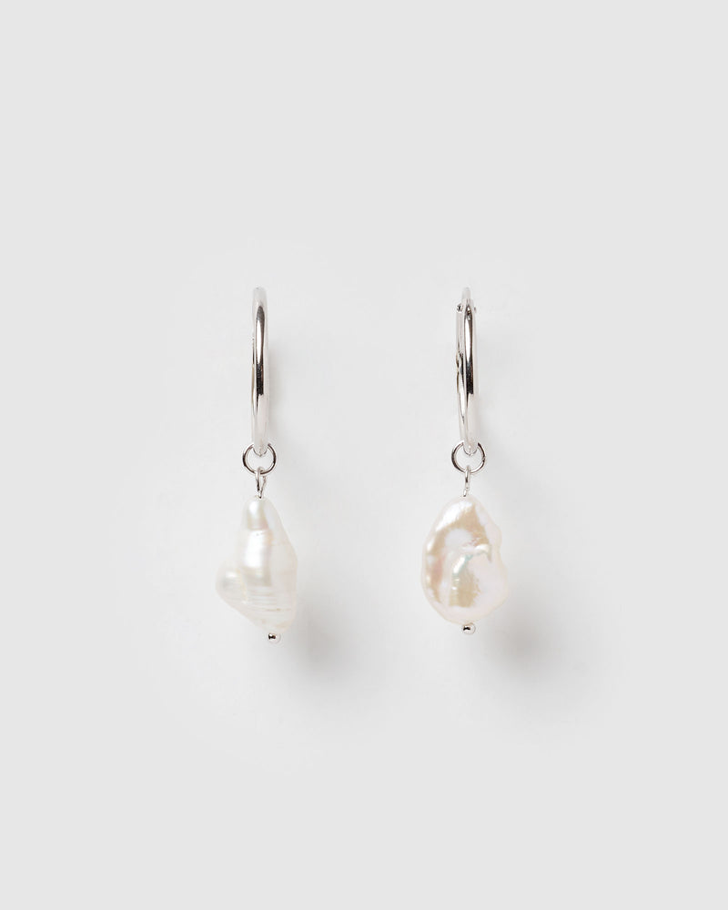 Izoa Swan Song Earrings Silver Freshwater Pearl