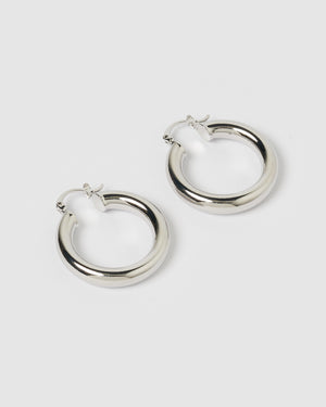Izoa Small Teddy Hoop Earrings Silver