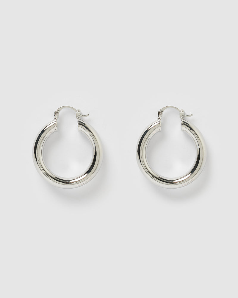 Izoa Small Teddy Hoop Earrings Silver