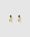 Izoa Spencer Stud Earrings Gold Green