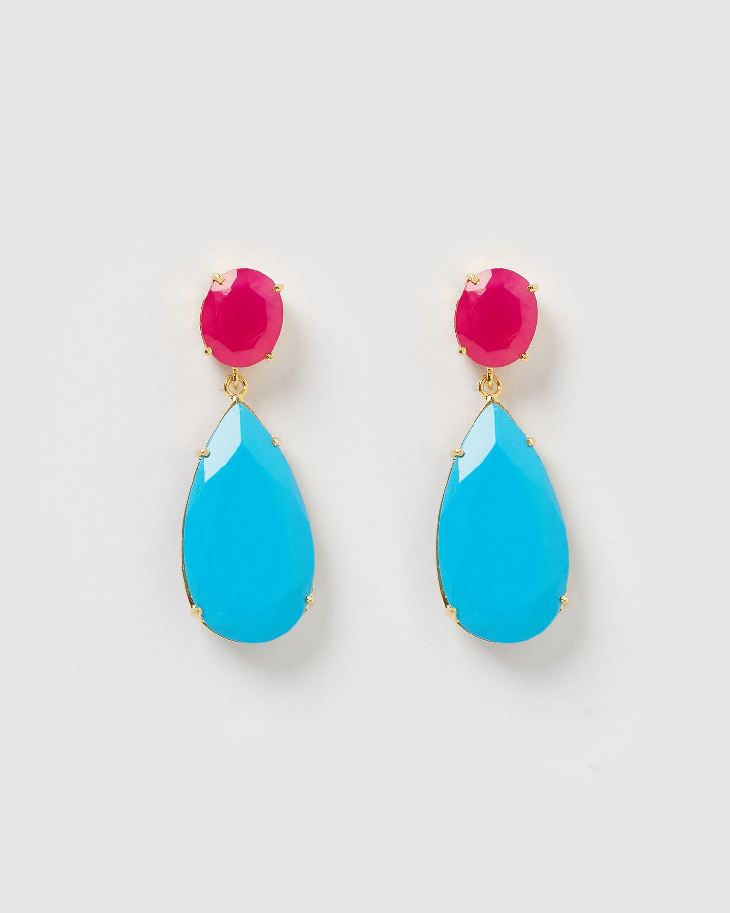 Izoa Stella Earrings Turquoise Fuchsia Chalcedony