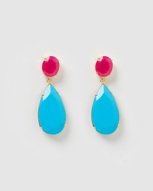 Izoa Stella Earrings Turquoise Fuchsia Chalcedony