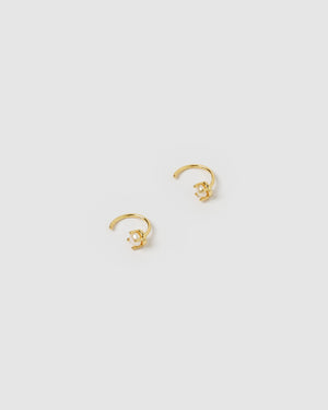 Izoa Swift Stud Pearl Earrings Gold