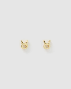 Izoa Taurus Star Sign Symbol Stud Gold