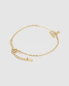 Izoa Crystal Letter T Bracelet Gold