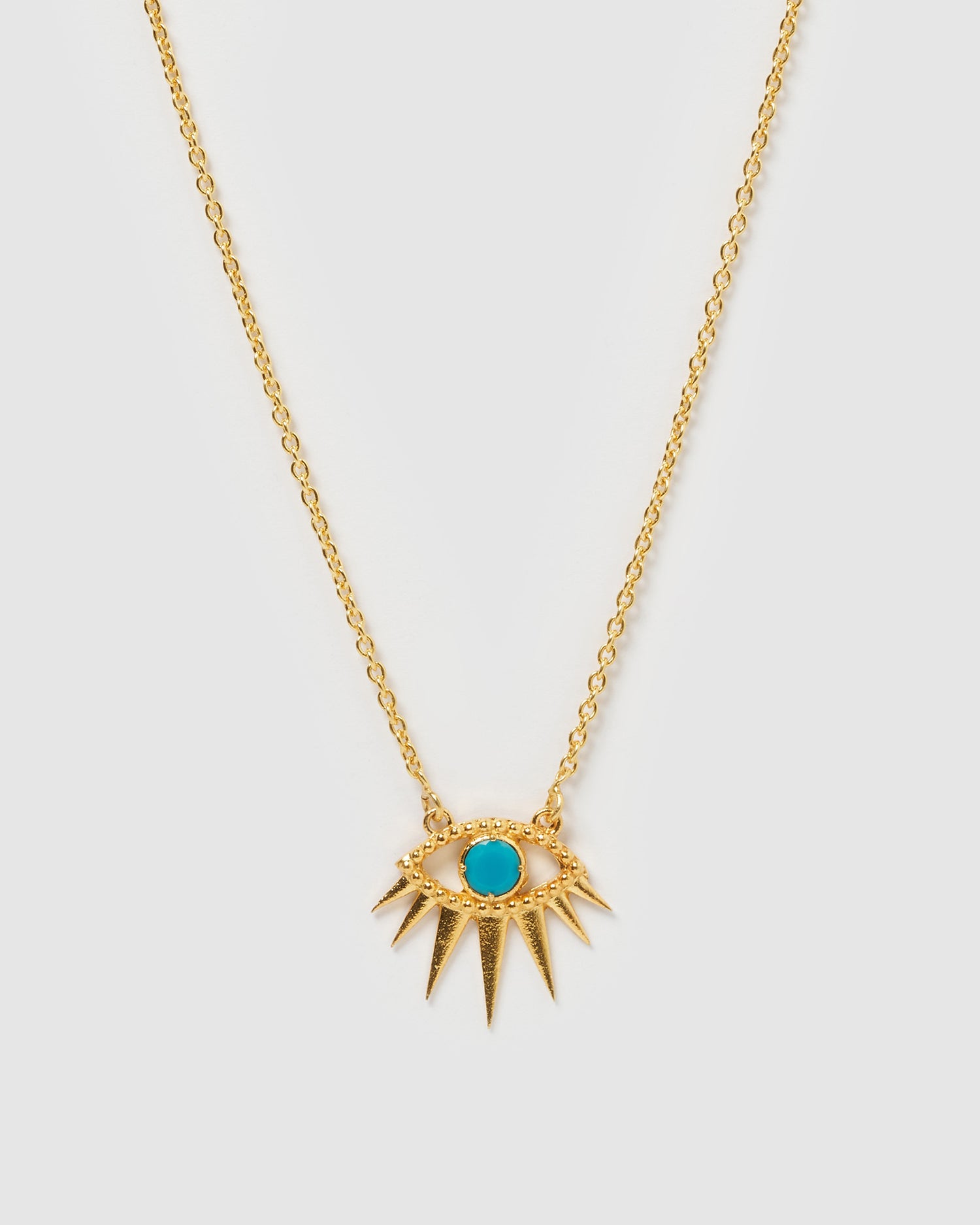 Izoa Tiana Evil Eye Necklace Gold Turquoise