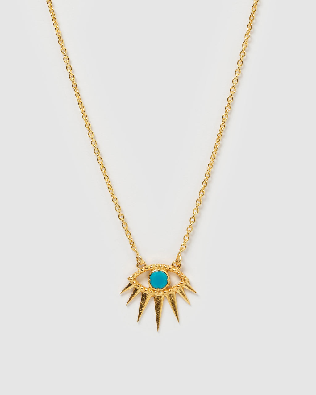 Izoa Tiana Evil Eye Necklace Gold Turquoise