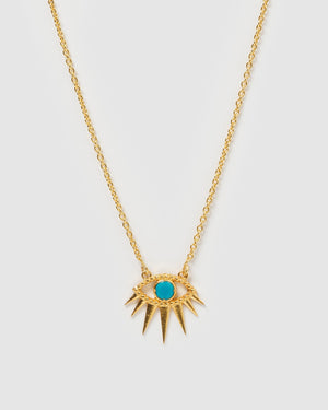 Izoa Tiana Evil Eye Necklace Gold Turquoise