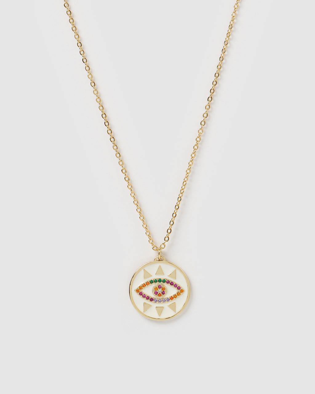 Izoa Tamara Evil Eye Necklace White Multi