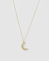 Izoa Textured Crescent Moon Necklace Gold