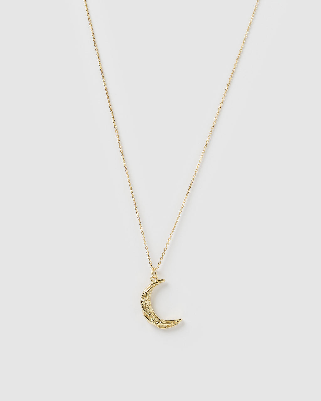 Izoa Textured Crescent Moon Necklace Gold
