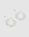 Izoa Tiki Chain Hoop Earrings Silver