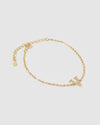 Izoa Crystal Letter V Bracelet Gold