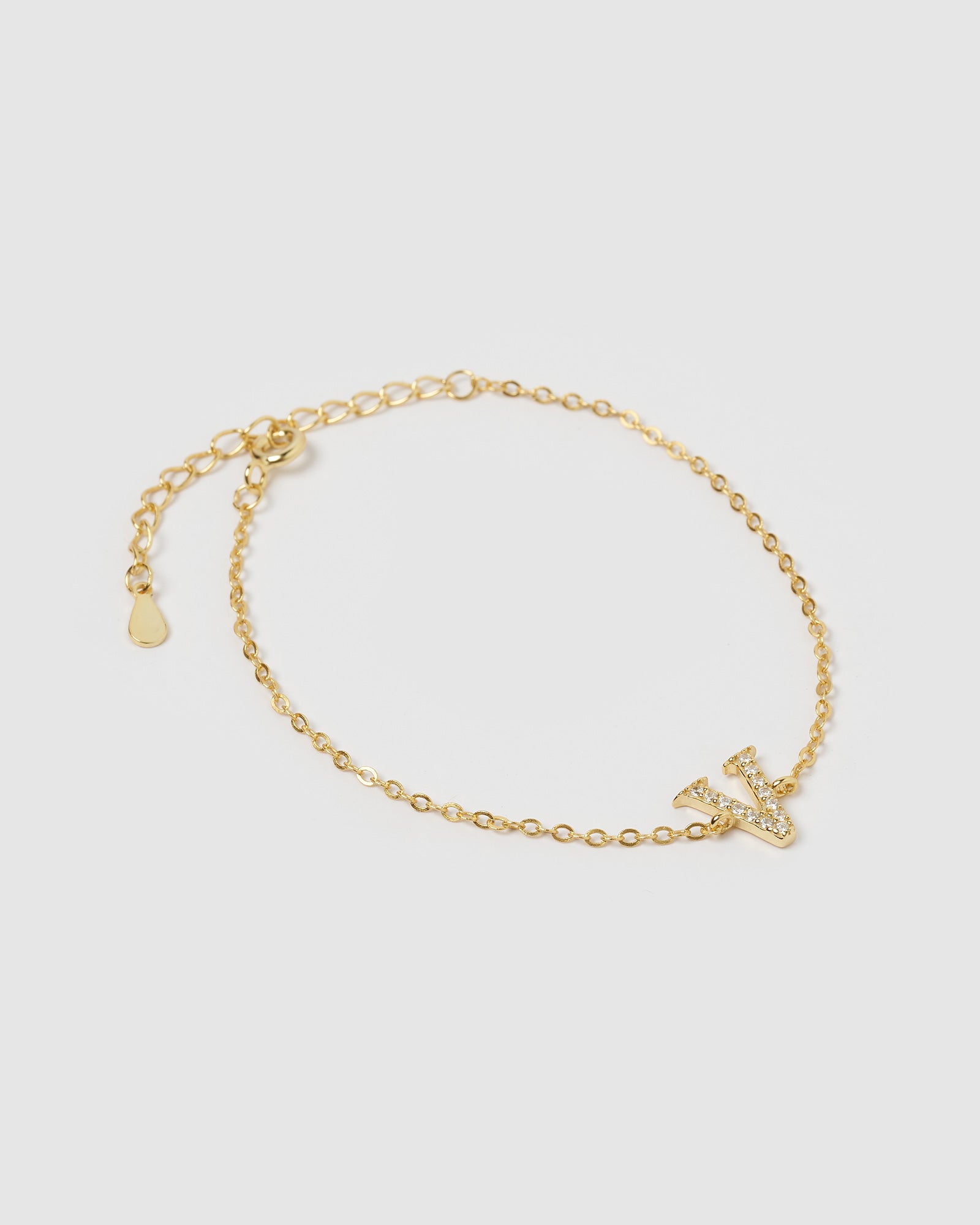 Izoa Crystal Letter K Bracelet Gold